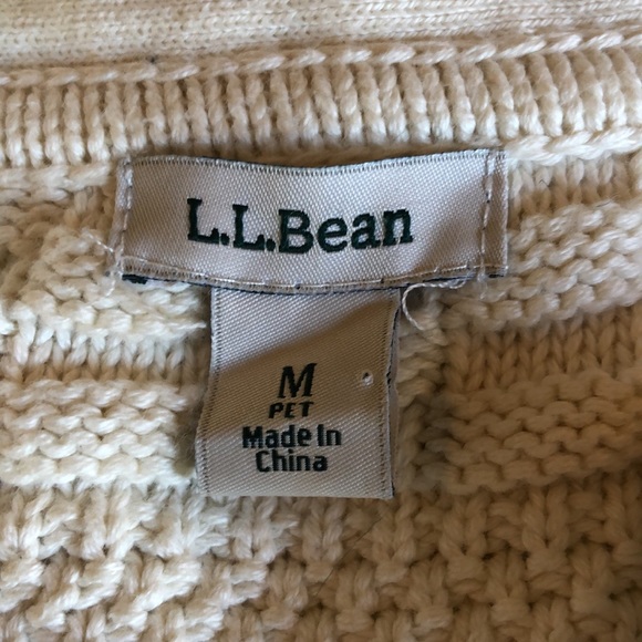 LL Bean cotton button up sweater cable and mixed stitch knit - Picture 8 of 9